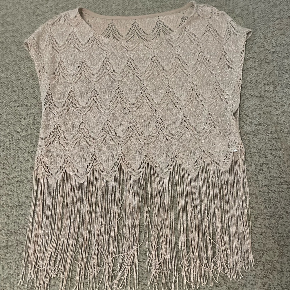 Tan Fringe Top